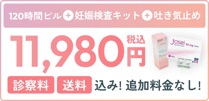 120時間ピル+妊娠検査キット+吐き気止め11,980円 全て込み